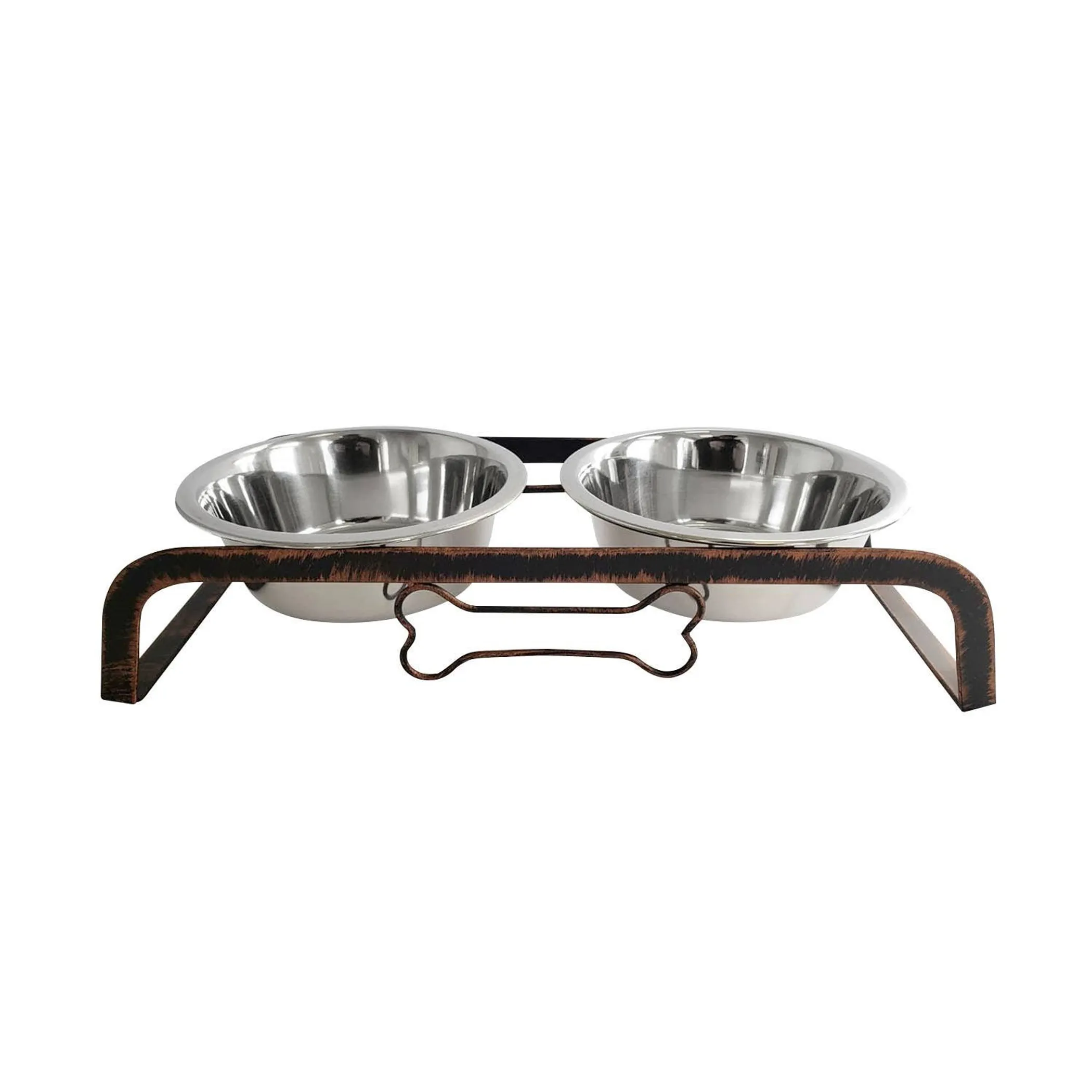 Rustic Elevated Two Bowl Dog Feeding Station
