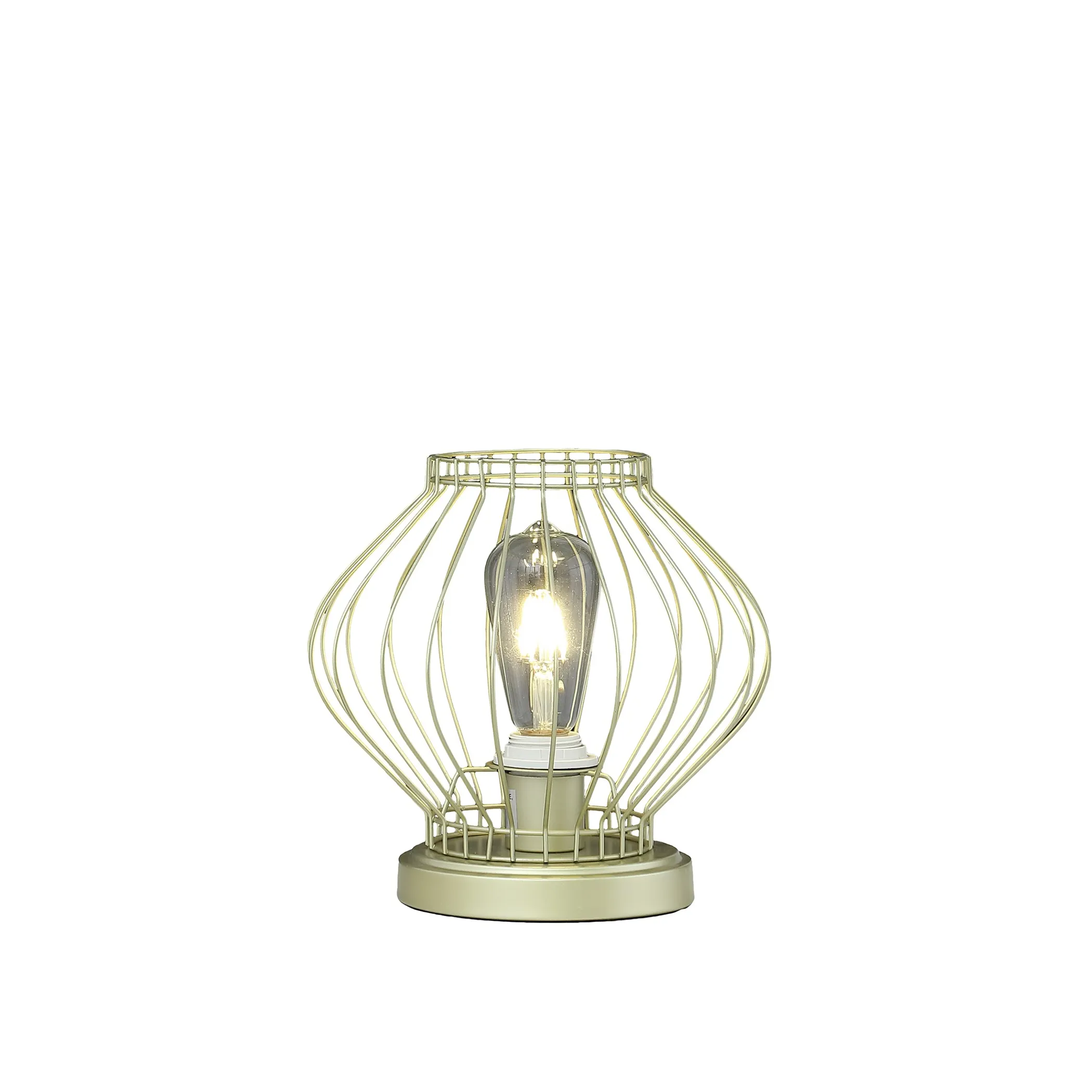 10" Gold Bedside Table Lamp with Cage Shade