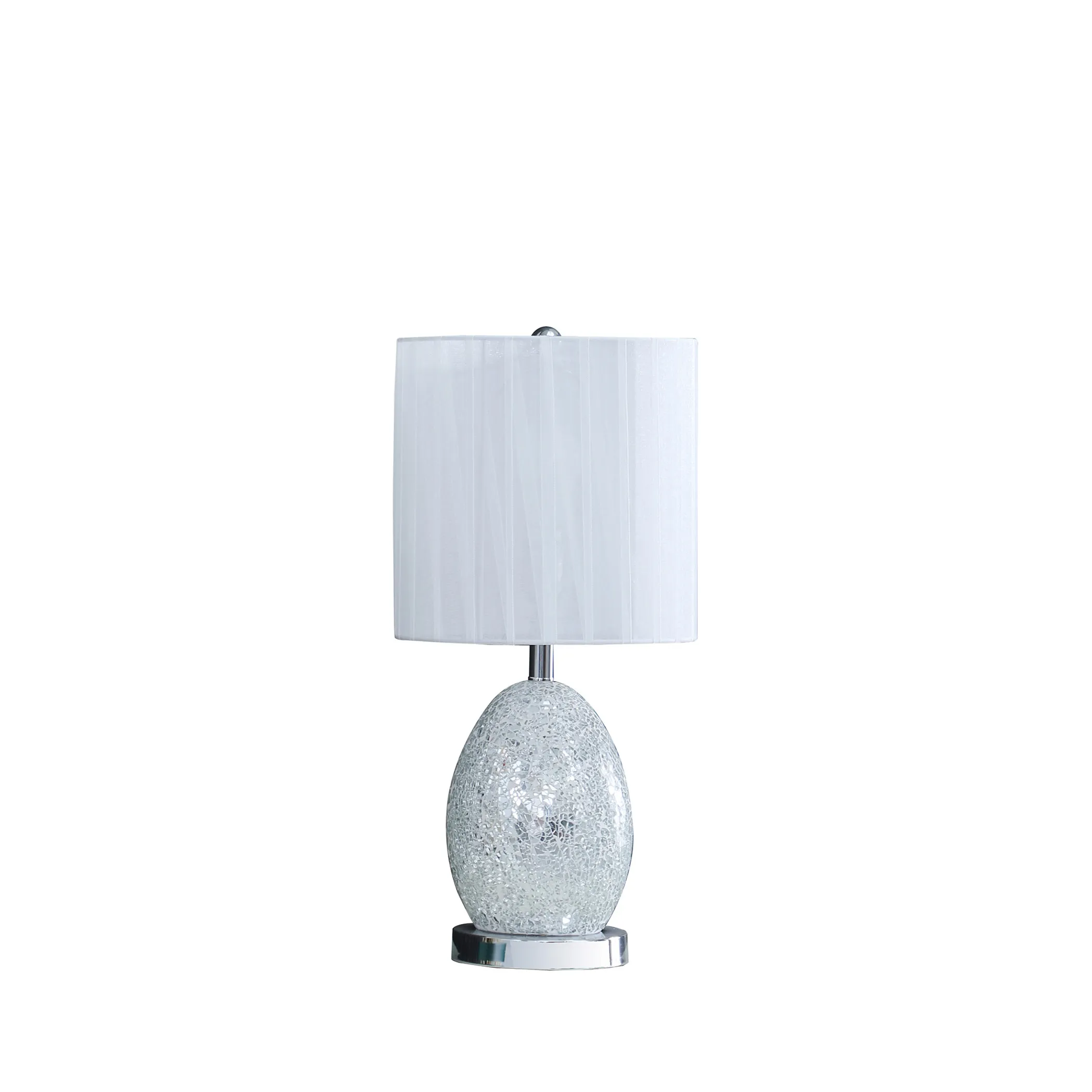 20" White Mirrored Glass Table Lamp with Night Light